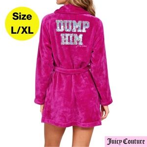 JUICY COUTURE 🪩 Women’s Vibrant Fuschia “DUMP HIM” Everyday Robe (Size Large/XL)